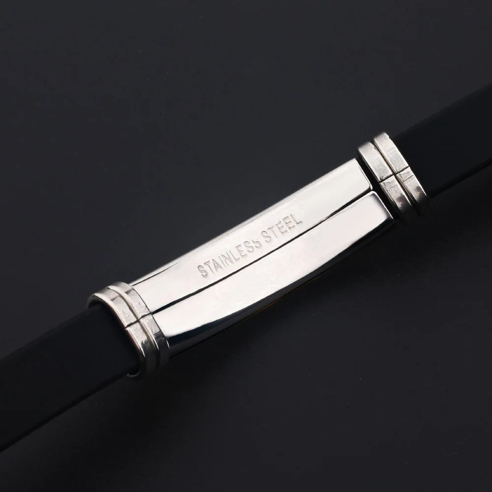 Stainless Steel Cross Silicone Bracelet