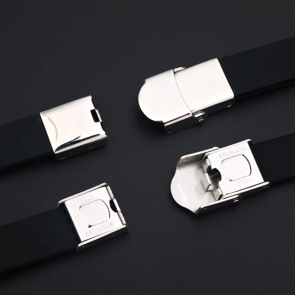 Stainless Steel Cross Silicone Bracelet