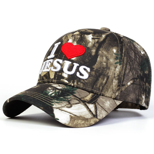 Unisex I LOVE JESUS Letter Embroidery Baseball Caps Outdoor Adjustable Spring and Autumn Casual Sunscreen Hat