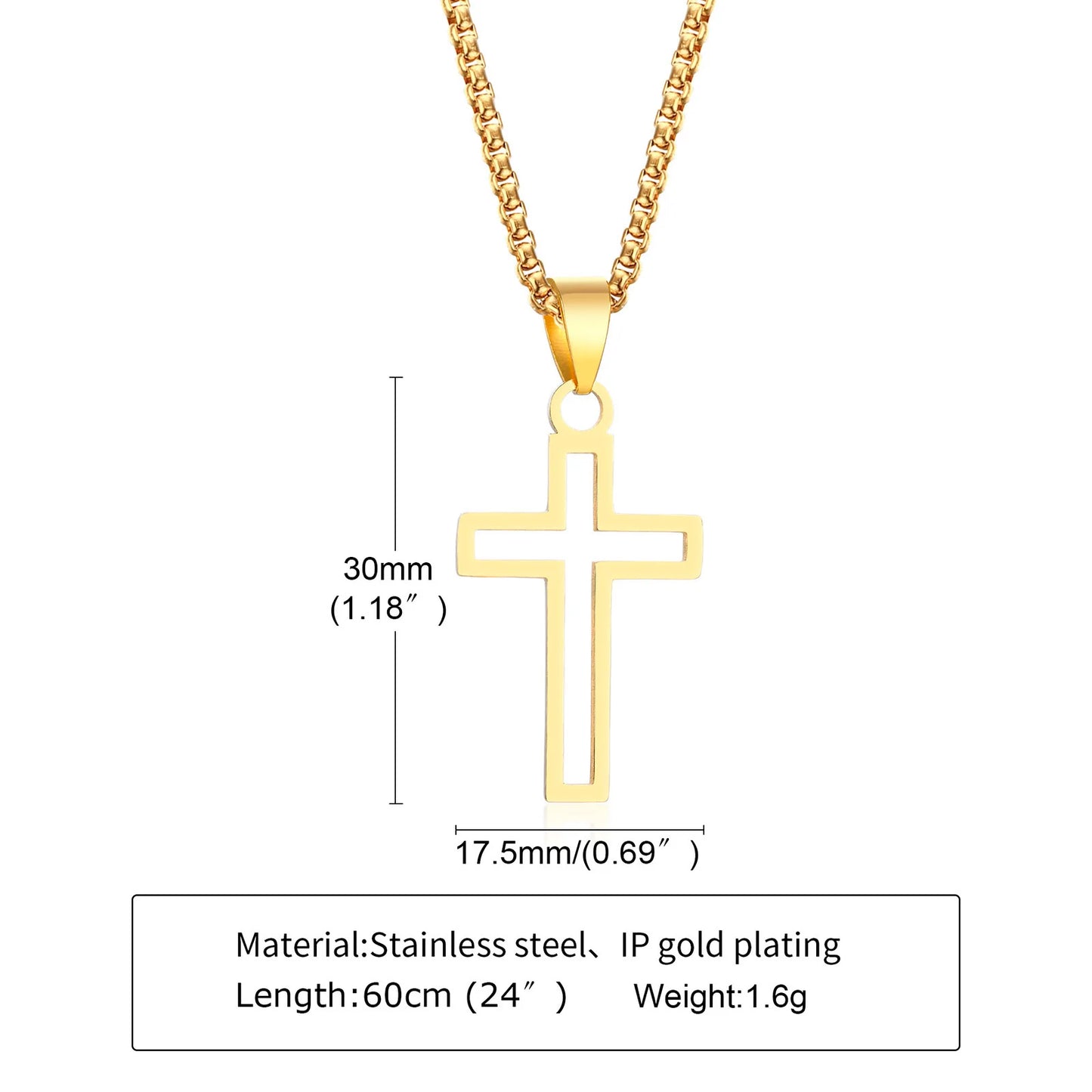 Casual Hollow Cross Necklaces for Men Boys,Waterproof Stainless Steel Cross Pendant Necklace,Religious Faith Prayer Jewelry Gift