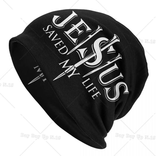 Jesus Saved My Life Beanie Cap Unisex Winter Bonnet Knitted Hats Outdoor Christ Religion Christian Faith Skullies Beanies Caps