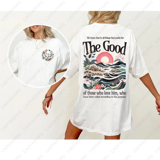 Love The Lord Christian Shirts Romans 8 28 Trust in The Lord Jesus Tees He Is Risen God Is Good Woman Tshirt Jesus Is King Tops
